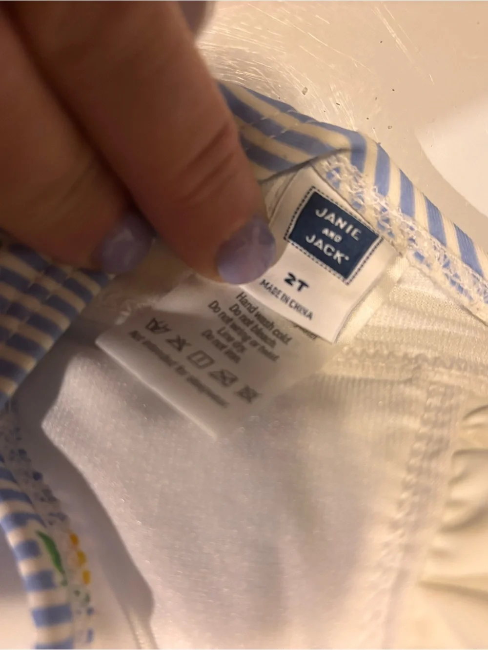 Janie and Jack Blue & White Striped Lemon Print Bikini Set